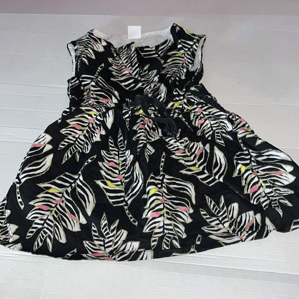 Girls Zebra Leaf Poplin Fit And Flare Dress - Size 3T